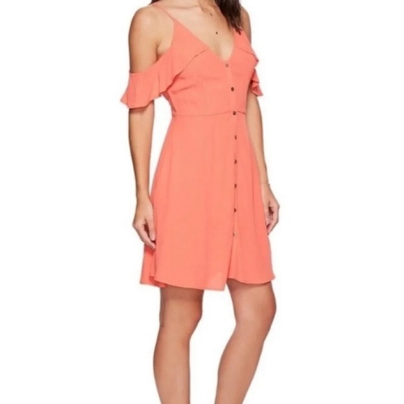 Revolve ASTR The Label Sleeveless Coral Cold Shoulder Mini Dress Medium​ - Picture 1 of 7